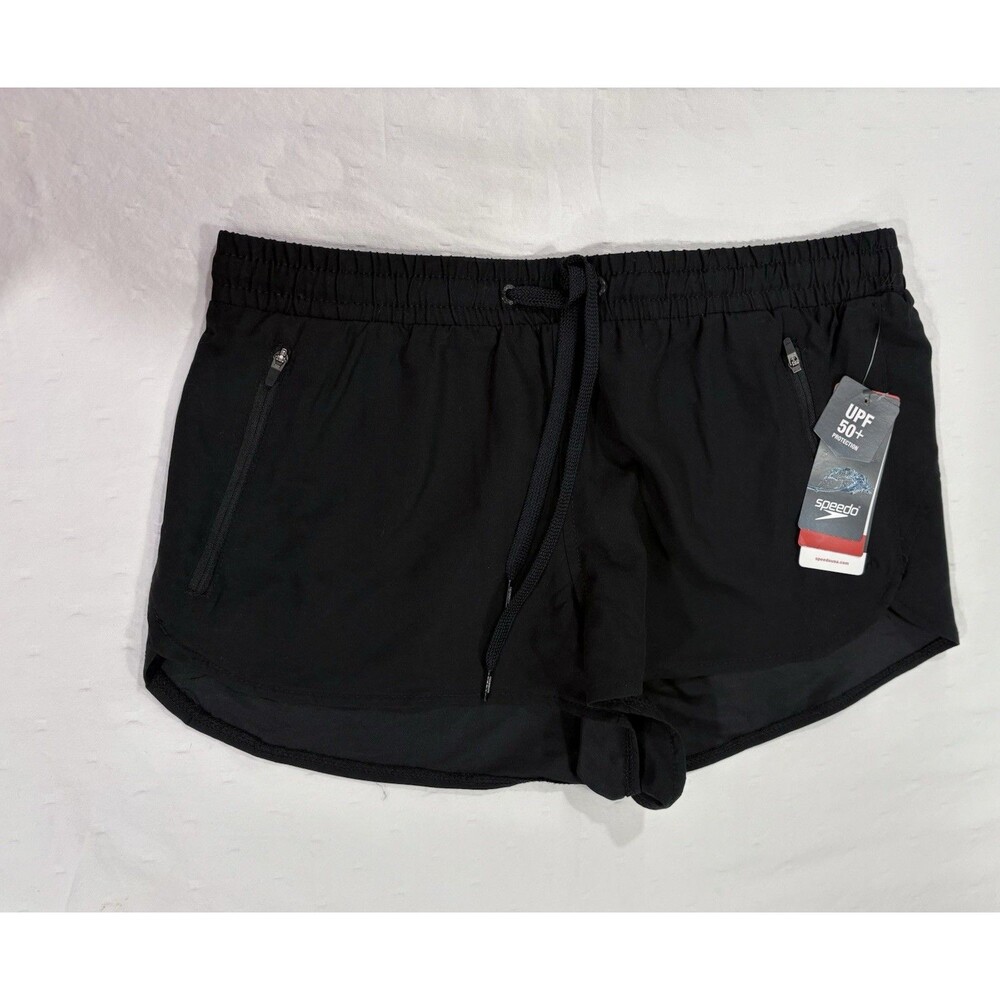 Speedo Women's Black Activewear Shorts Size S NWT UPF 50+ Sun Protection Pockets